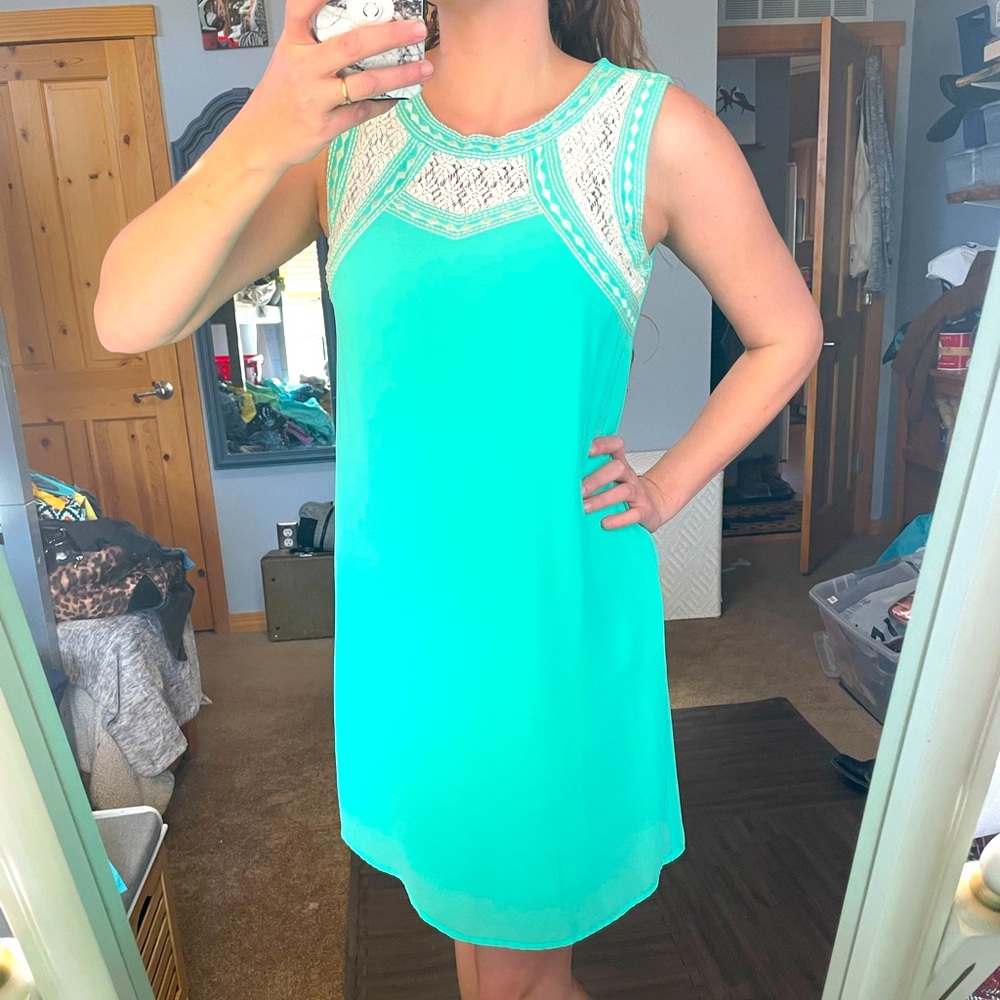 YA Los Angeles Teal Shift Dress